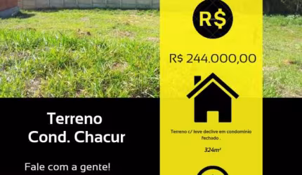 terreno de 324m² em condomínio.  Loc. Cond. Chacur, Várzea Paulista-SP.