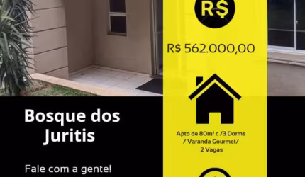 Apto c/ 3 dorms/ varanda Gourmet/ 2 vagas . Bosque dos Juritis. Jundiaí-SP