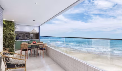 Apto de 2 Dorm c/ 2 SUÍTES, FRENTE MAR, 96,72 m² de área útil. BAIRRO: SOLEMAR.