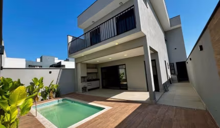 Casa Sobrado em Indaiatuba, Condomínio Mantova com 3 suítes - 204 m2