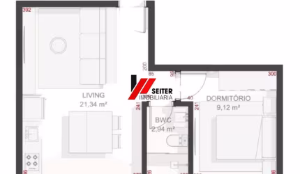 Apartamento 1 Dormitório à Venda no Teahupoo Santa Mônica