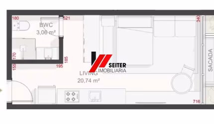 Apartamento Studio com Varanda à Venda no Teahupoo Santa Mônica
