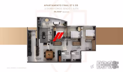 Apartamento a venda no Jardim do Oriente com 3 dormitórios sendo 1 suíte.