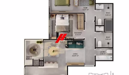 Apartamento a venda com 2 Dormitórios e 1 Suíte no Jardim Cacupé Florianópolis