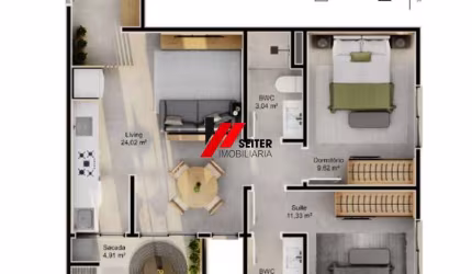 Apartamento a venda com 2 Dormitórios sendo 1 Suíte no Jardim Cacupé