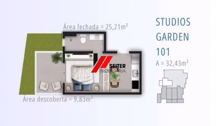 Studio Garden com Área Privativa 600m da UFSC | Smart 1 Trindade