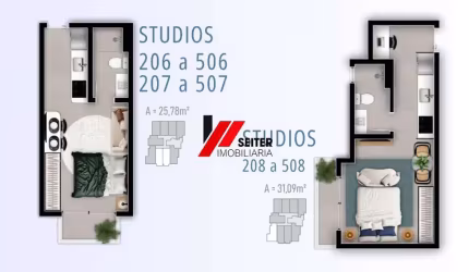 Studio perto da UFSC compacto à venda na Trindade