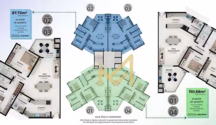 Apartamento com 1 dormitório, 01 suíte à venda, 87,72m² por R$ 435.000,00- Alto Alegre - Cascavel/PR