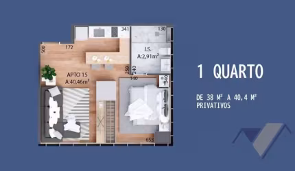 Apartamento com 1 dormitório à venda, 40 m² por R$ 574.305,57 - Centro - Cascavel/PR