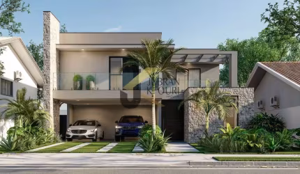 Casa em construção à venda no Alphaville Dom Pedro - Campinas, com 4 suítes (1 térrea), lazer comum e garagem para 4 carros.