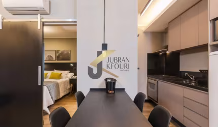 Apartamento para aluguel , Cambuí - Campinas, SP. Com 1 dormitório sendo 1 suíte, 1 sala, 1 banheiro, cozinha, 40,00 m² útil, 100% decorado e equipado com eletrodomésticos.