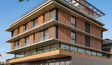 Loft com mezanino e pé direito duplo, com 67 m² e uma vaga de garagem