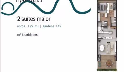 Apartamento de 2 quartos sendo os 2 suítes e 129,72m² em Cacupé