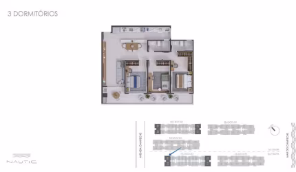 Apartamento 100,53m² com 3 quartos sendo 1 suíte no Campeche