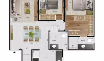 Apartamento à venda, 2 quartos, 1 suíte, 2 vagas, Castelo - Belo Horizonte/MG
