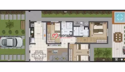 Casa em condomínio fechado com três dormitórios (1 suíte)