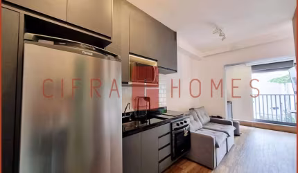 Studio mobiliado à venda, 35 m² com uma vaga, no bairro Jardim Paulista, pronto para morar.