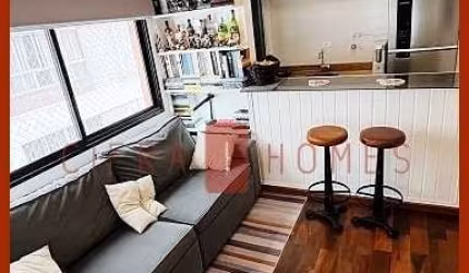Apartamento para locação, totalmente mobiliado e reformado, com 1 dormitório, 1 vaga de garagem, no