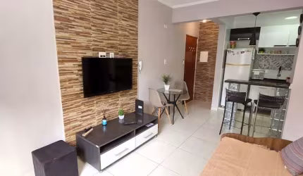 1 dorm. mobiliado em frente á praia