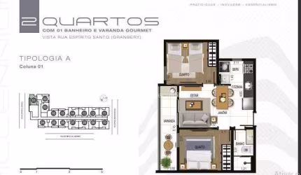 Apartamento com 2 quartos à venda, 45 m² por R$ 349.900 - Centro - Juiz de Fora/MG