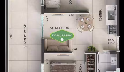 Apartamento com 02 dormitórios e quintal privativo na Vila São Pedro, Campo Grande - Lançamento exclusivo