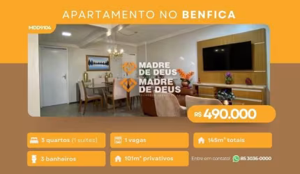Apartamento com 3 quartos à venda na Avenida da Universidade, 1949, Benfica, Fortaleza por R$ 450.000