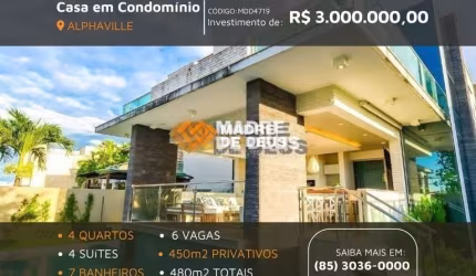 Casa em condomínio fechado com 4 quartos à venda na Rodovia Ce 040   Km22, 20, Alphaville Eusebio, Eusébio por R$ 3.000.000