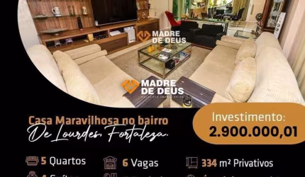 Casa em condomínio fechado com 5 quartos à venda na Rua Teatrólogo Silvano Serra, 350, de Lourdes, Fortaleza por R$ 2.900.000