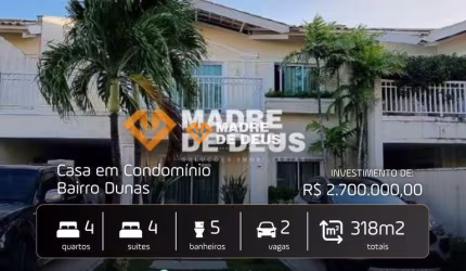 Casa em condomínio fechado com 4 quartos à venda na Rua Teatrólogo Silvano Serra, 570, Dunas, Fortaleza por R$ 2.700.000