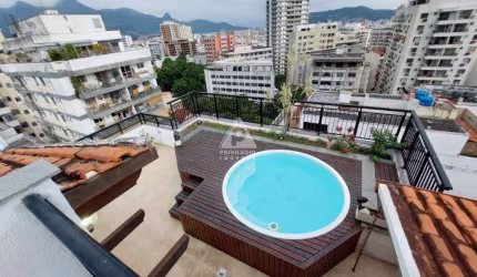 Apartamento duplex, 4 quartos, 2 suítes, 1 banheiro social, 1 lavabo, DCE, 3 vagas, piscina, 600m Metrô Uruguai - Tijuca/RJ.