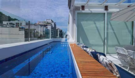 Cobertura duplex à venda na Lagoa, 4 suítes, varanda, área externa com piscina, 4 vagas na escritura