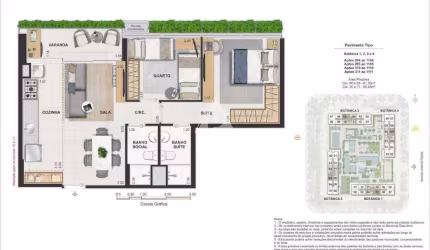 2 Quartos ( 1 suíte ) com varanda , imóvel na planta