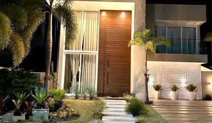 Casa 4 suítes 306 m2 moderna, energia solar, Alphaville Litoral Norte 1