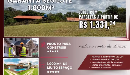 TERRENOS DE 1000 METROS PROXIMO DE SÃO PAULO