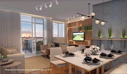75 M² com 3 dormitórios e 1 suíte, 2 vagas de garagem livres e determinadas