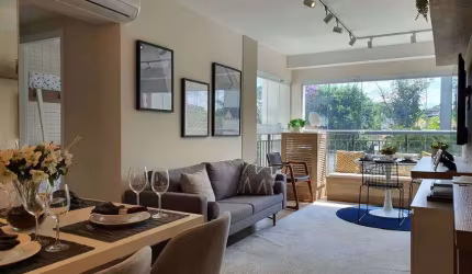 Apartamento pronto e mobiliado de 61 M² com 2 dormitórios.