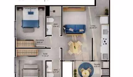 Apartamento com 2 dormitórios à venda, 63 m² por R$ 1.072.000,00 - Cacupé - Florianópolis/SC