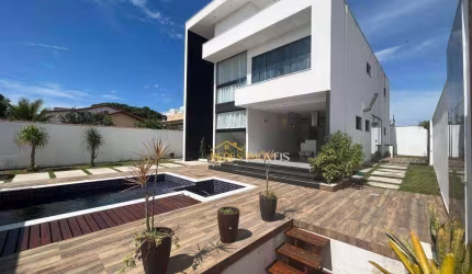 Luxuosa casa duplex em terreno inteiro, alto padrão com 3 quartos, área gourmet e piscina à venda, 258 m² - Praia Mar - Rio. das Ostras/RJ