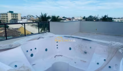 Cobertura com 3 quartos, terraço e piscina à venda, 80 m² por R$ 490.000 - Costazul - Rio das Ostras/RJ