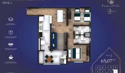 Apartamento para Venda em Praia Grande, Guilhermina, 2 dormitórios, 1 suíte, 2 banheiros, 1 vaga