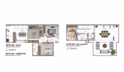 Apartamento Duplex 3 Quartos, 3 banheiros à venda, 90 m² por R$ 650.000 - Estância Pinhais - Pinhais/PR