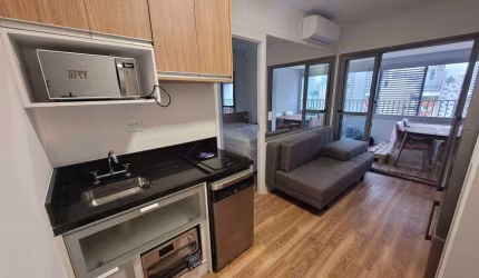 Apartamento 1 quarto, 1 vaga de garagem, Vista Livre, mobiliado ao lado do metrô Brooklin
