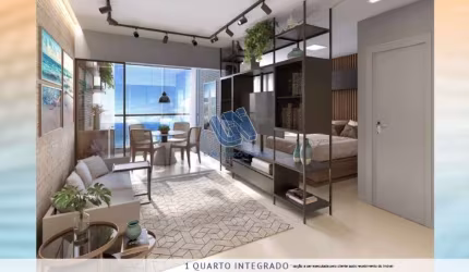 Ocean House Quarto e sala com varanda e vista mar 42,92m2 em Jaguaribe