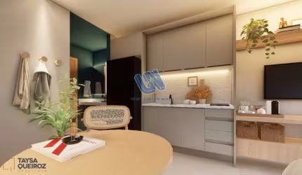 Apartamento Studio, nascente, Finamente decorado e Mobiliado,área privativa de 27m2 e uma vaga de garagem rotativa.