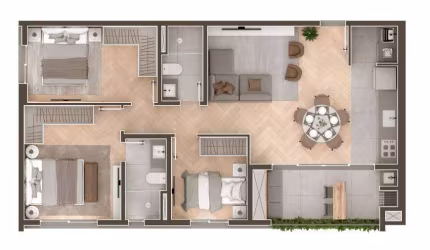Apartamento no Água Verde, 3 Dormitórios, Sacada com churrasqueira, 1 vaga.
