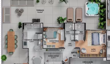 AP Gardens suíte e 1 com 190m²
