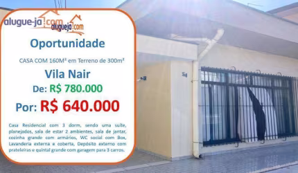 Casa à venda na Vila Nair - São José dos Campos/SP com 160 m²