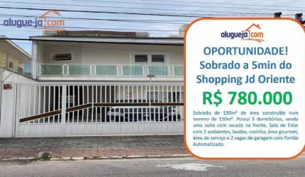 Sobrado à venda no Jardim América - São José dos Campos/SP com 190 m²