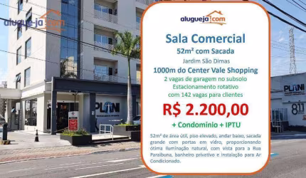Conjunto Comercial / Sala para locação no Jardim São Dimas com 52m²