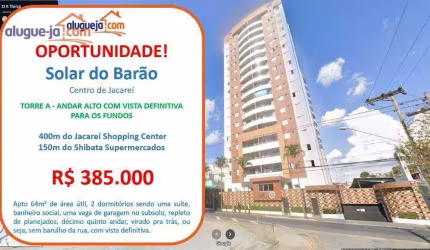 Apartamento com 2 dormitórios à venda, 64 m² por R$ 385.000,00 - Centro - Jacareí/SP